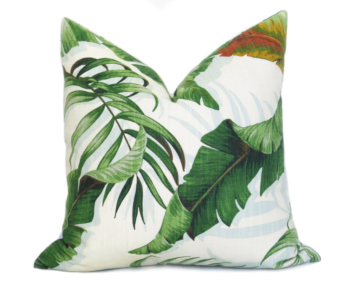Tropical Palms Linen Pillow Cover